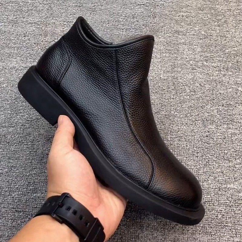 Autumn and winter new fashion Martin boots soft leather soft-soled boots men's cotton leather boots retro boots