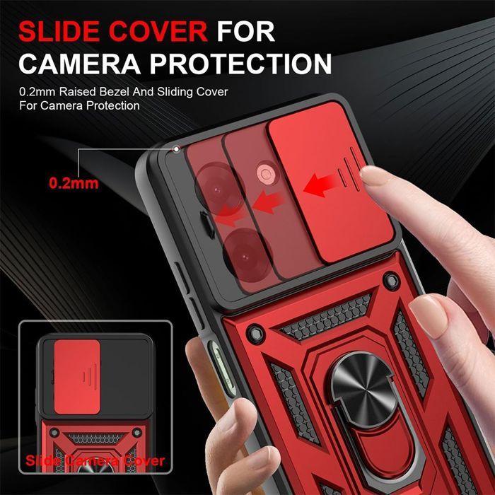 Skyddsfodral - E.F.CONNECTION - För Xiaomi Redmi A5 - Stöttåligt - Rött - Med ring och kameralinskydd