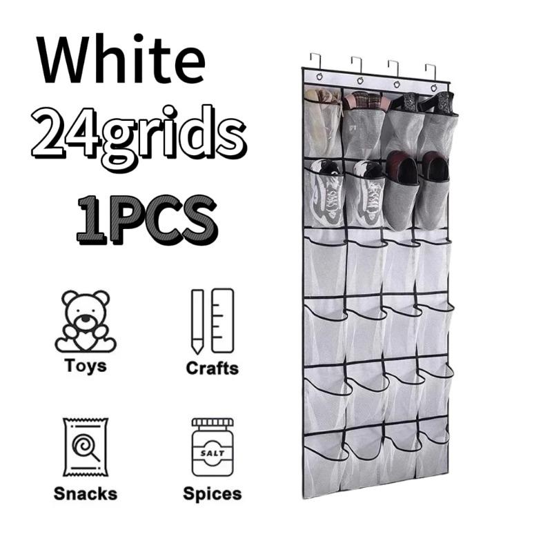24 Mesh Pockets Shoes Storage Bag Wall-mounted Behind Door Closet Shoe Hanging Rack Organizer Space Saver Sundries Pouch Items 5590₽