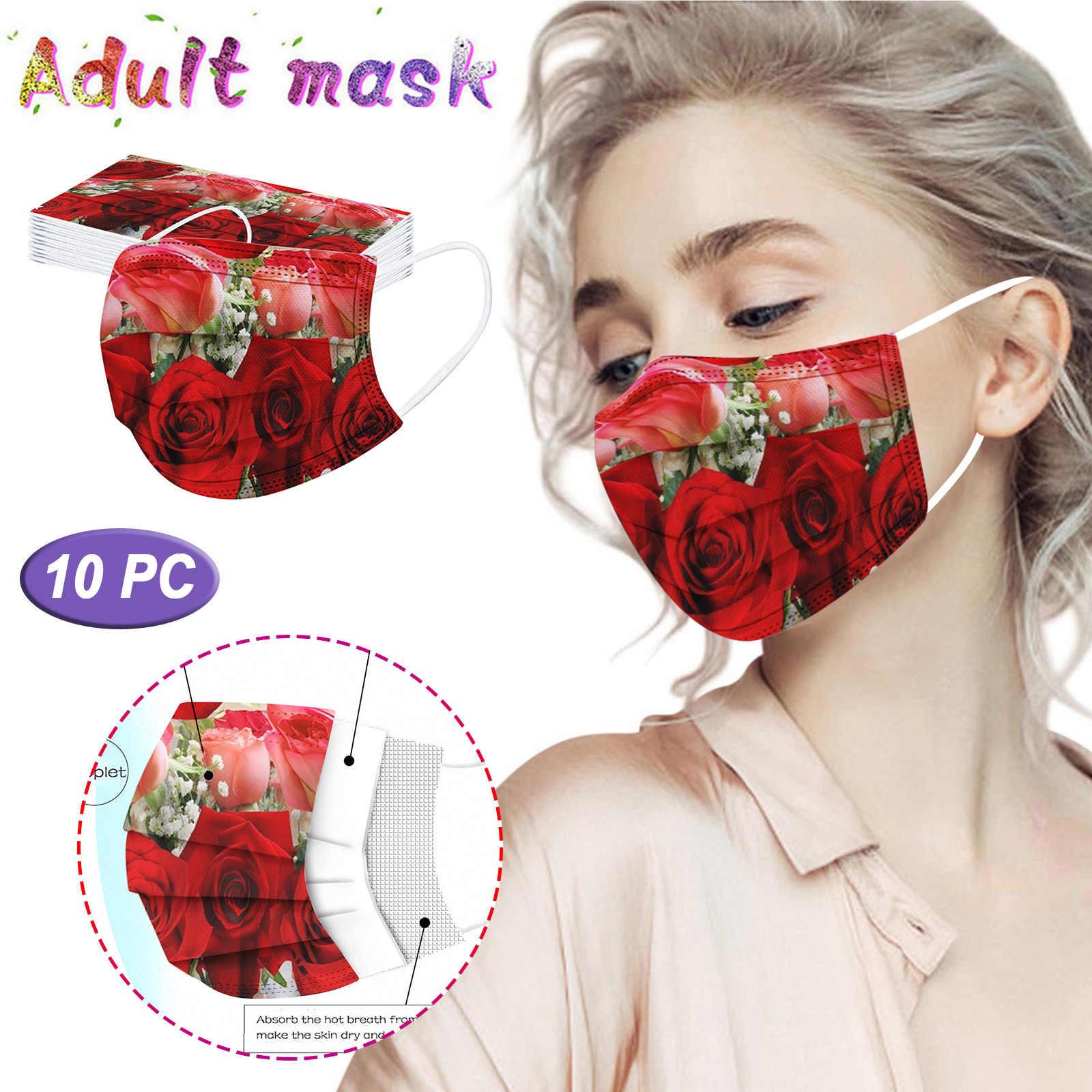 

10 шт. трехслойная защитная пыленепроницаемая одноразовая маска с мультяшным принтом для взрослых Free Size