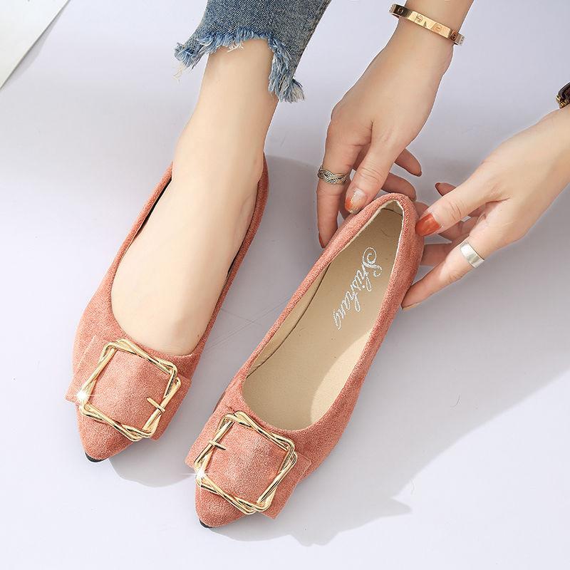 Soft Bottom Pearl Bow Pointed Toe Flat Shoes Women Summer  Spring Autumn New Square Heel Shallow Mouth Casual Women's Shoes