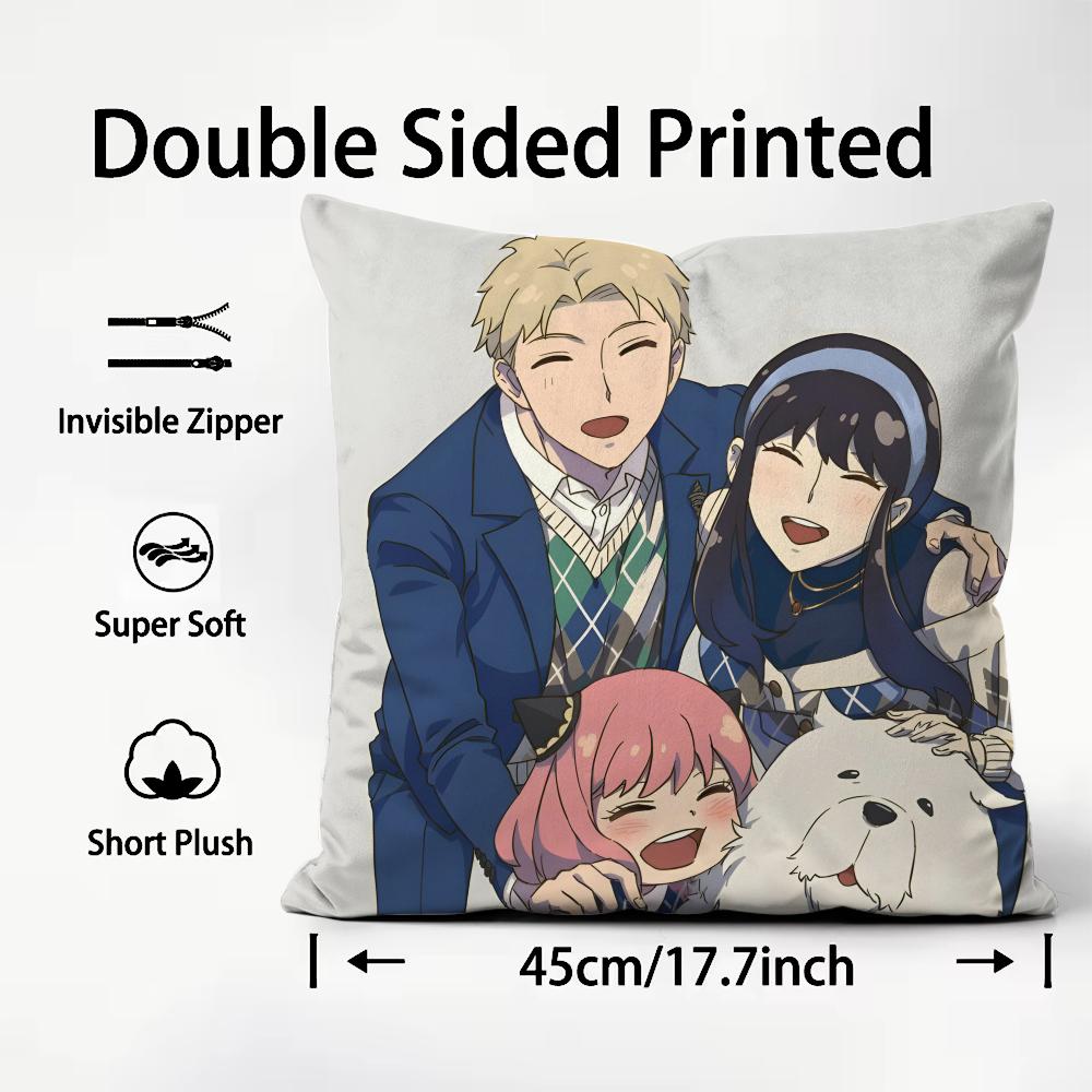 

SSPY X FAMILY Anime Cushion Cover Plush Fabric Soft DoubleSided Printed Sofa Warm Winter Home Child Gift Pillow Case 30x30cm