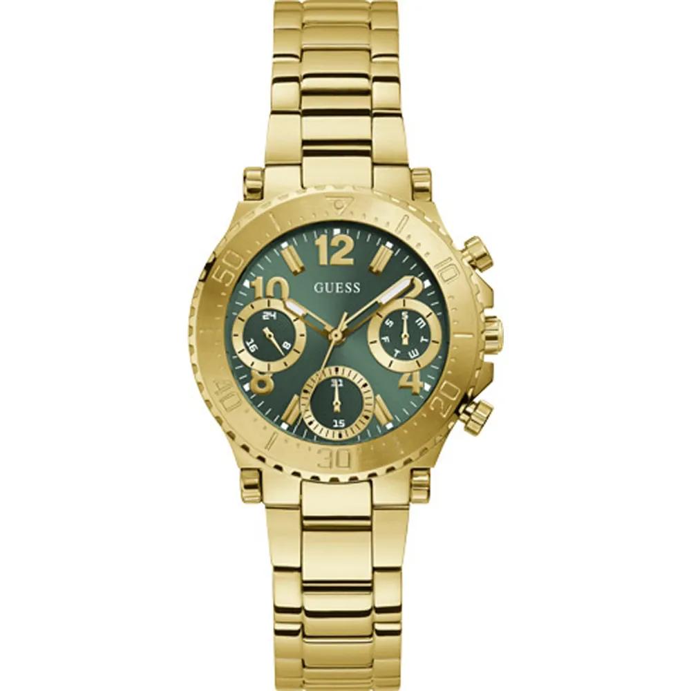 GUESS Cosmic Green Gold Stainless Steel Ladies Quartz GW0465L5 зелёный