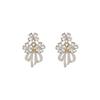Super Fairy Sweet Flower Stud Earrings Light Luxury White Bow Ribbon Fringed Earrings Exquisite Niche Earrings