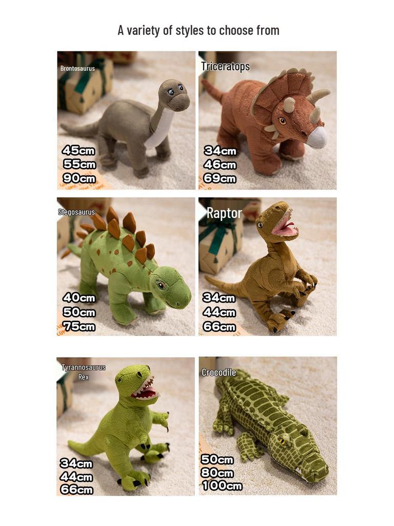 Cross-Border Dinosaur Plush Toy: Tyrannosaurus, Triceratops, Crocodile - Children's Sleeping Pillow & Rag Doll for Boys