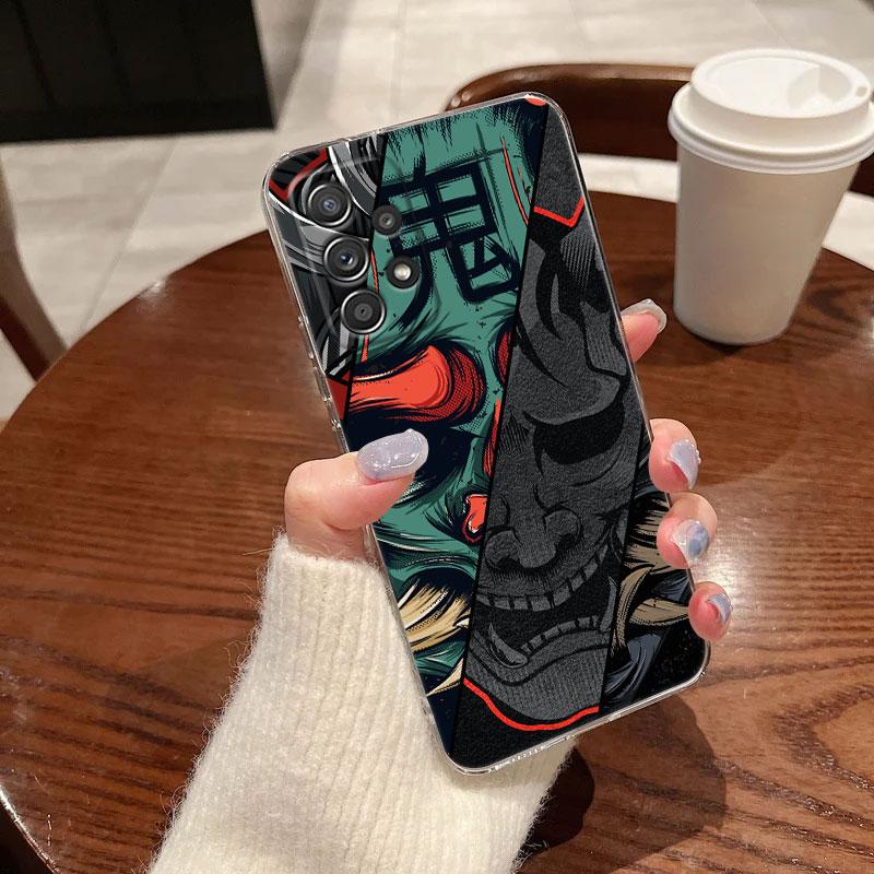 Oni Mask Art Dragon Clear Soft Phone Case For Samsung Galaxy A56 A57 A37 A55 A54 A36 A35 A26 A25 A16 A17 A07 A52 A34 A21s Cover