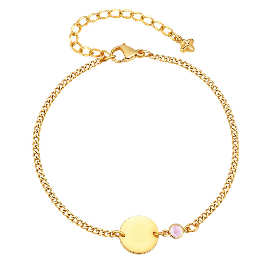 Personalized Zircon Initial Charms Bracelet with Birthstone, Free Custom Engrave Name Bracelet, Birthday Jewelry For Women