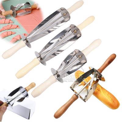 Stainless Steel Croissant Maker Trigon Rolling Knife Dough Cutter Pizza With Wooden and Plastic Handle DIY Baking Supplies