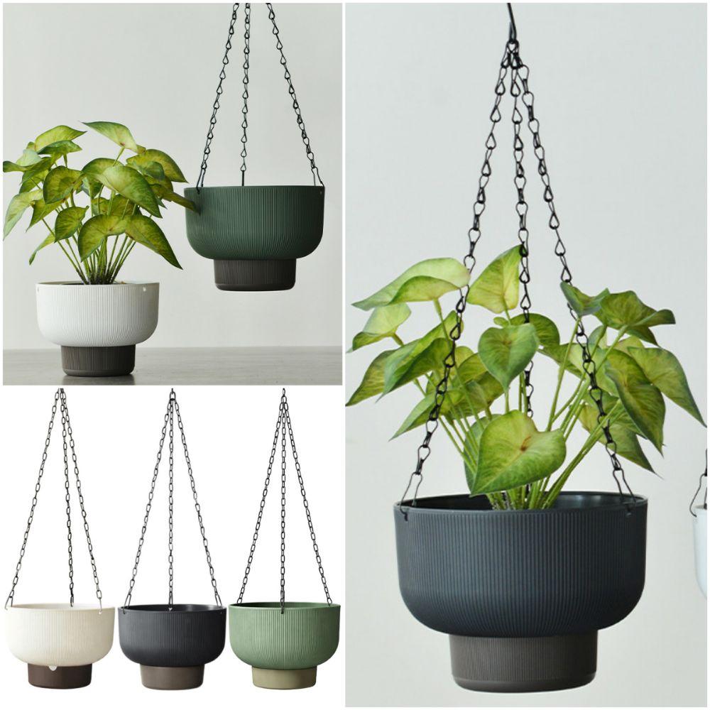 Self Watering Hanging Flower Pots Detachable Base White Green Grey Hanger Plant Basket Thickened Drainage Plant Flowerpot
