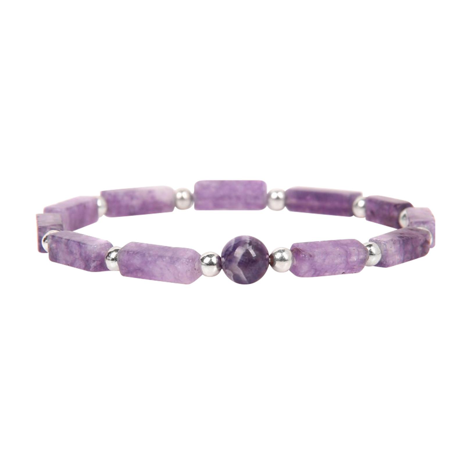 Crystal Body Purification Bracelet, Plus Amethyst Chip Bracelet, High Quality Gemstone Bracelet, Real Natural Stone Bracelet, Natural - Crystal Stone One Size фиолетовый