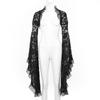 Gothic Floral Lace Shrug Long Flared Bell Sleeve Open Front Cropped Bolero Cardigan For Lolita Wedding Cosplay Photoshoot