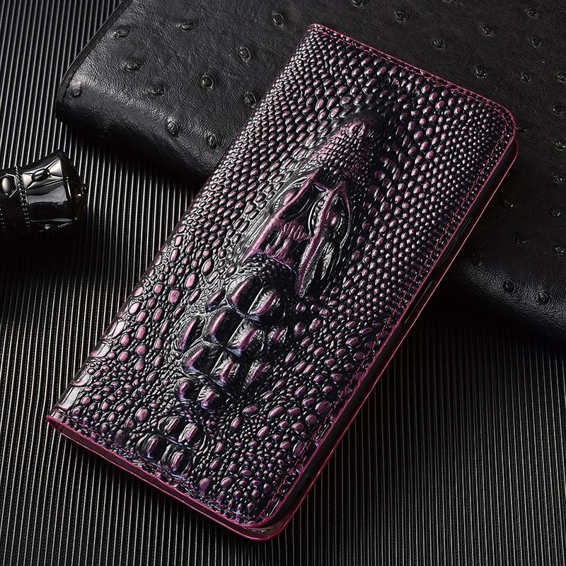 

Retro 3D Crocodile Head Genuine Leather Flip Case For Redmi Note 7 8 8T 9 10 10S 11 12 13 14 15 Pro Plus Turbo Max Cover Cases Note 15 Pro Plus&Genuine Leather фіолетовий