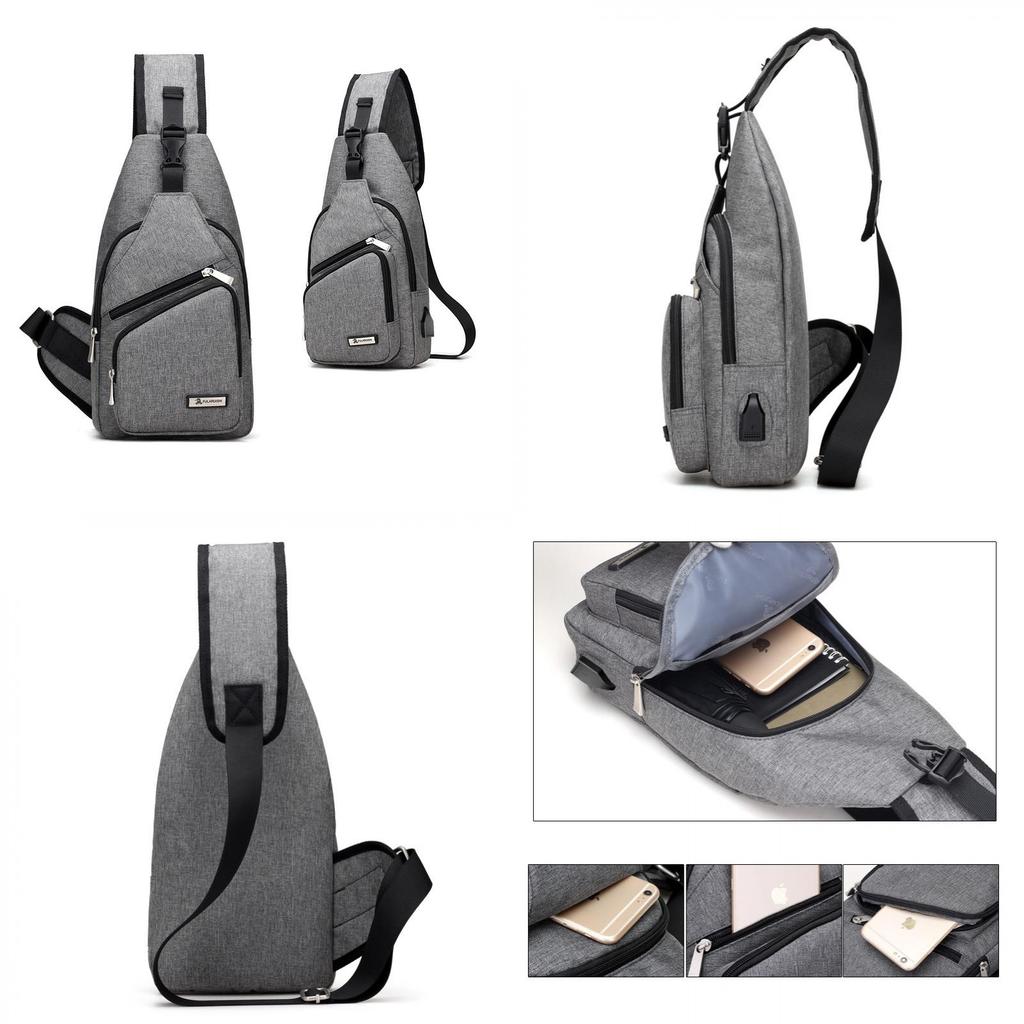 Versatile Crossbody Shoulder Bag For Men With External Usb Port And Front Pocket
