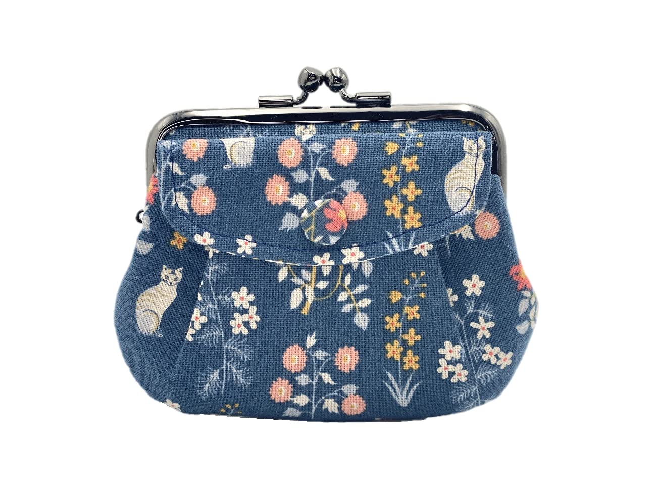 

Гаманець-холдер з кишенькою для монет, зроблений в Японії, Кіото, з принтом кота, милий котик з квітами [Офіційний Biandu] Батько-дитина (Ботанічний (Темно-синій))