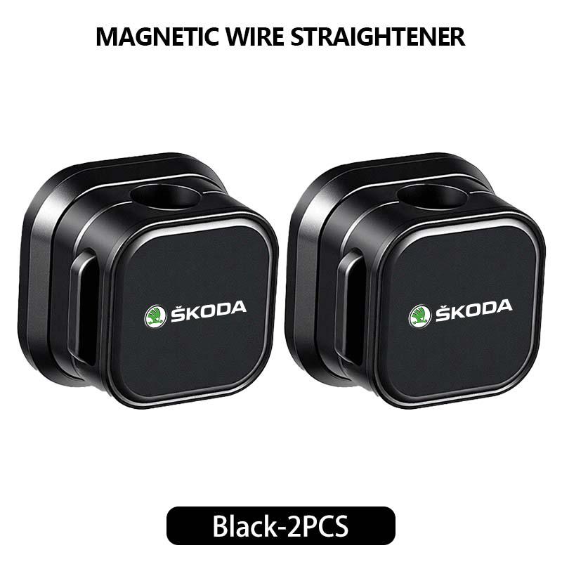 Lhwqr2 For Skoda Magnetic Protector Cable Clip Organizer USB Charger Cable Holder Cable Management Kodiaq Fabia Kamiq Karoq Octavia 2 3