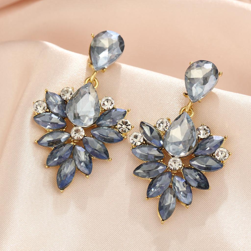 Orecchini a Pendente Geometrici in Lega con Cristalli Colorati per Donna Accessori Moda Estiva