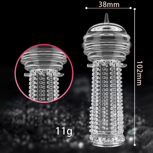 Penishülle, dauerhafte Vergrößerung, Verzögerungskondom, Latex, Spike, Finger, Klitorismassage, Erektionshilfe, Verlängerung, Sexspielzeug für Männer