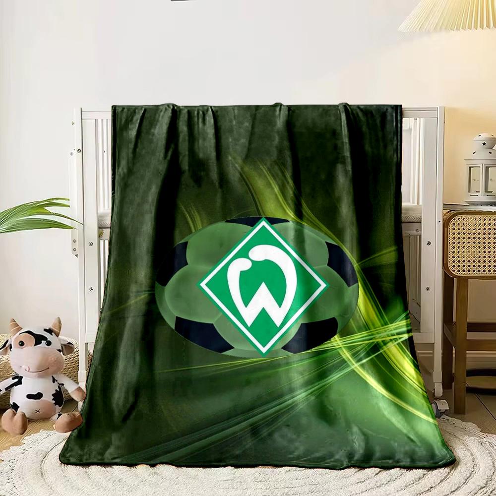 Green Geometric Logo Designed Flannel Blanket for Bedroom, Living Room, Sofa, and Nap