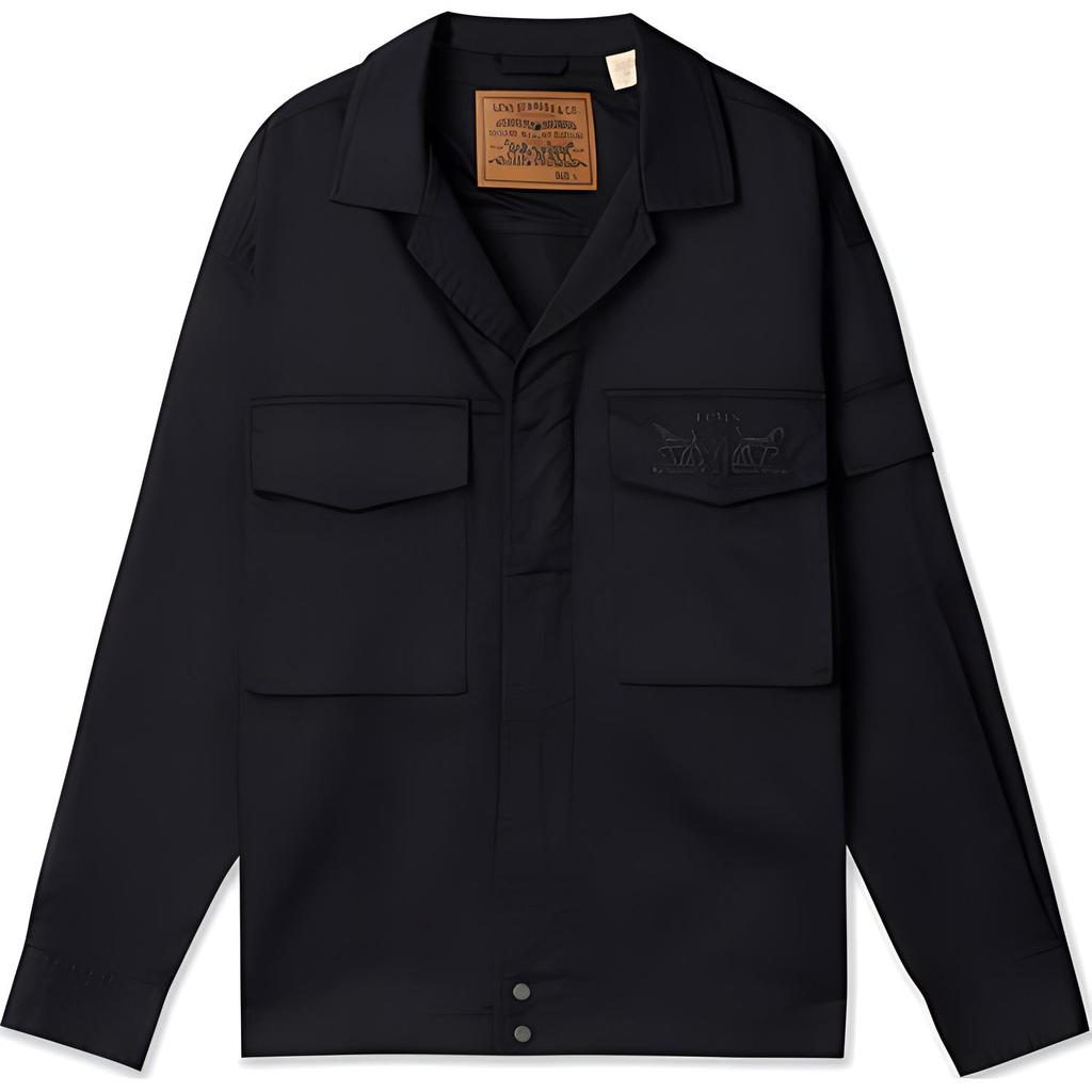 Levis Solid Color Simple Comfortable Casual Single Button Long Sleeve Jacket Men Jackets Black 0017Z-0000
