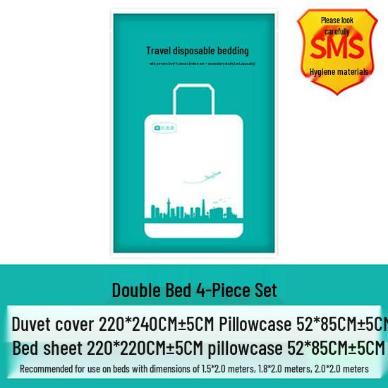 Travel Disposable Bed Set: Dirty-Proof Bed Sheets, Duvet Cover, Pillowcase, and Towel for Hotel or Train Sleeper.