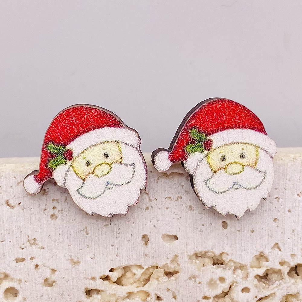 Christmas Stud Earrings: Reindeer, Tree, Snowman & Santa Designs - Wooden Holiday Gifts for Women