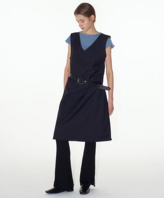 Place Studio Layered Slit V-Neck Sleeveless Midi Dress_2 Colors