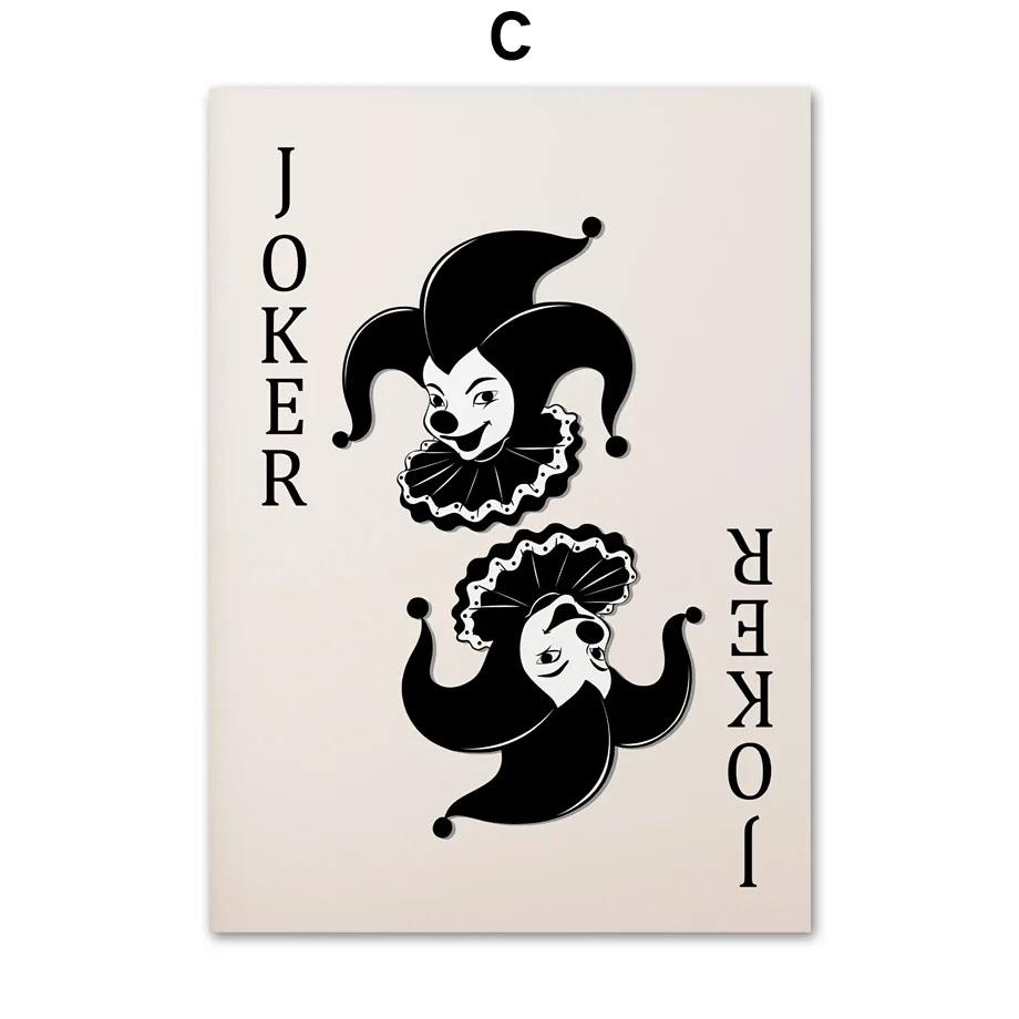 Vintage Black Queen Of Spade Poker Wall Art, Canvas Painting, Nordic Prints, Pictures for Living Room, Lucky You
