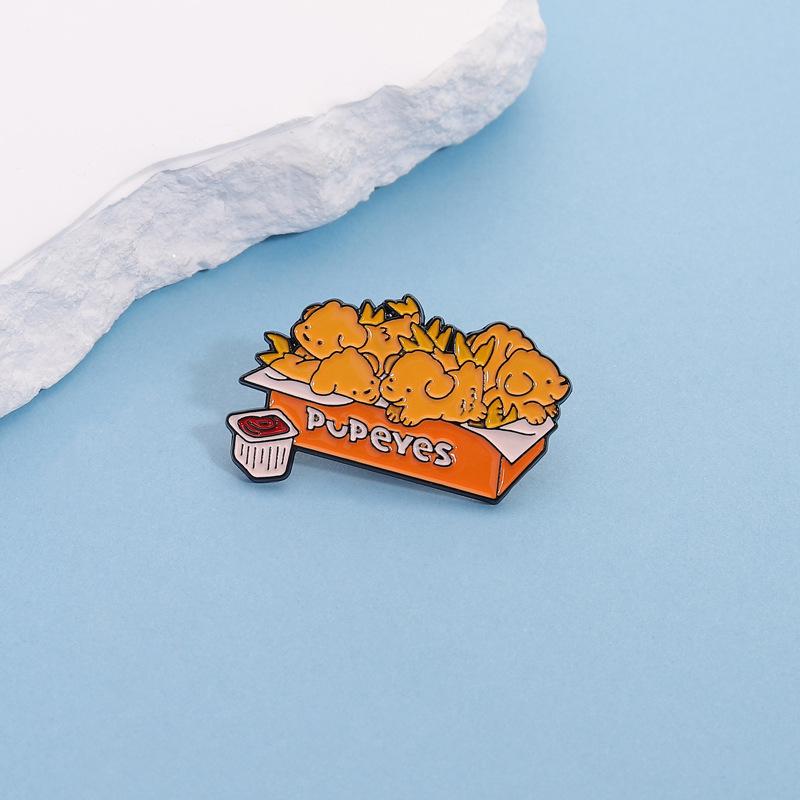 Hobby Dog Fried Chicken Nuggets Brooch - Cute Pet-Shaped Badge for Clothing & Bags