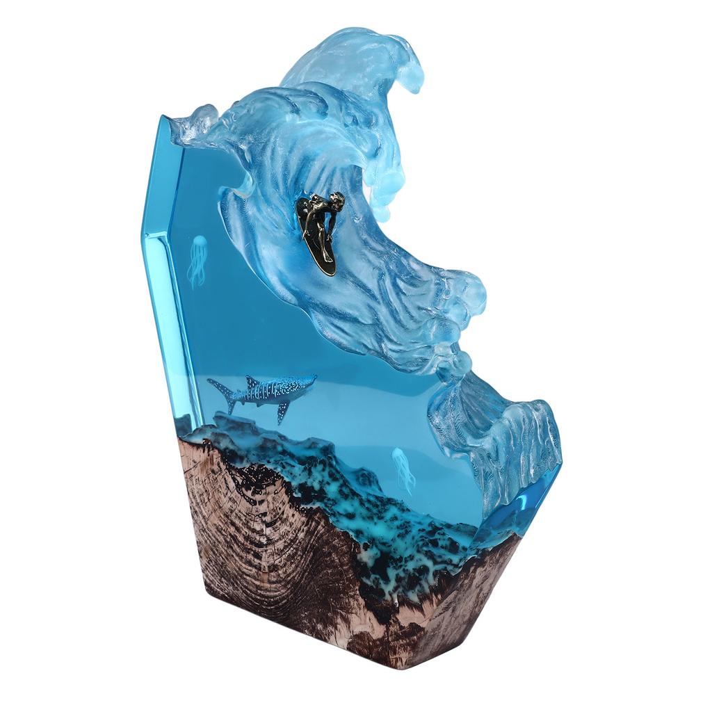 Desktop Sea Wave Decoration Delicate Resin Lamp Night Light for Bedroom Office Birthday Anniversary