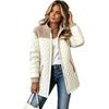 Womens Patchwork Cuff Loose Quilted Cotton Jacket Street Style Casual Winter Coat