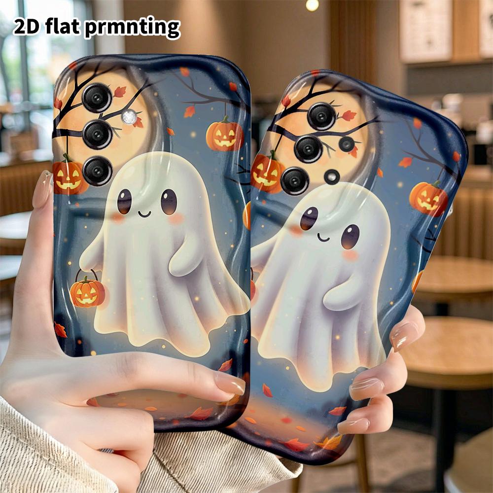 Phone Case: 2D Flat Samsung Galaxy A34 A35 M05 M06 S20 S22 S21 FE Plus 5G Protective Case, Holding a Pumpkin Lantern, Christmas and Halloween Gift