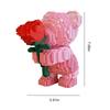 DIY Bear 3D Puzzle Building Blocks with Rose Bear Micro Building Block Toy for Kids Couple Gift Desktop Home Decorations