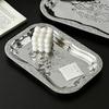 Elegant French Style Metal Tray Engraved Floral Pattern For Serving Snacks Fruits And Appetizers In Homes Or Restaurant