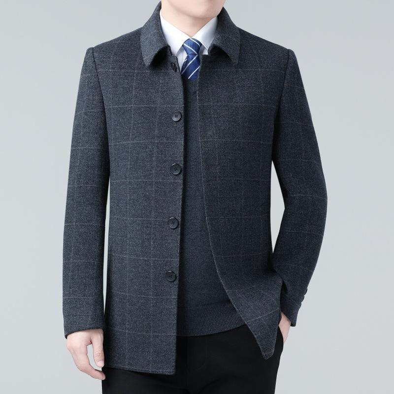 Winter Double-sided Cashmere Coat Men's Mid-Length Wool Thick Coat Versatile Down Liner Dad Outerwear
