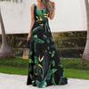 Summer Casual Long Dress with Belt and European American Print