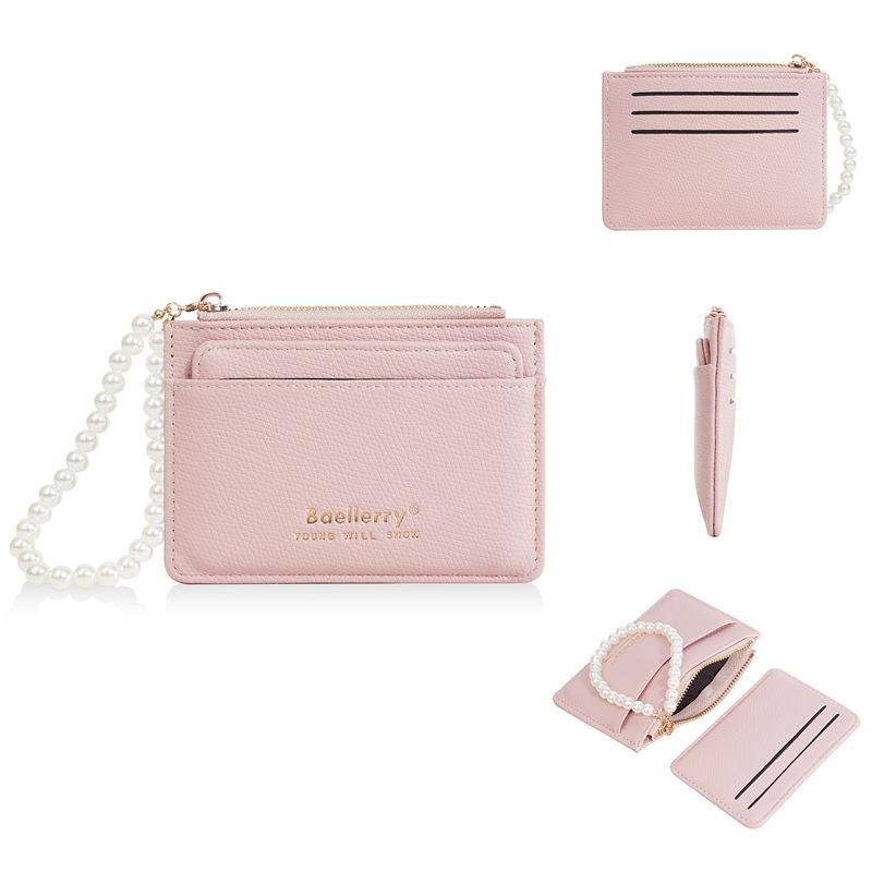 Baellerry Mini Purse Women Men Fashion Thin Wallets Pearls Zipper Coin Purse Card Holder Money Bags GZW