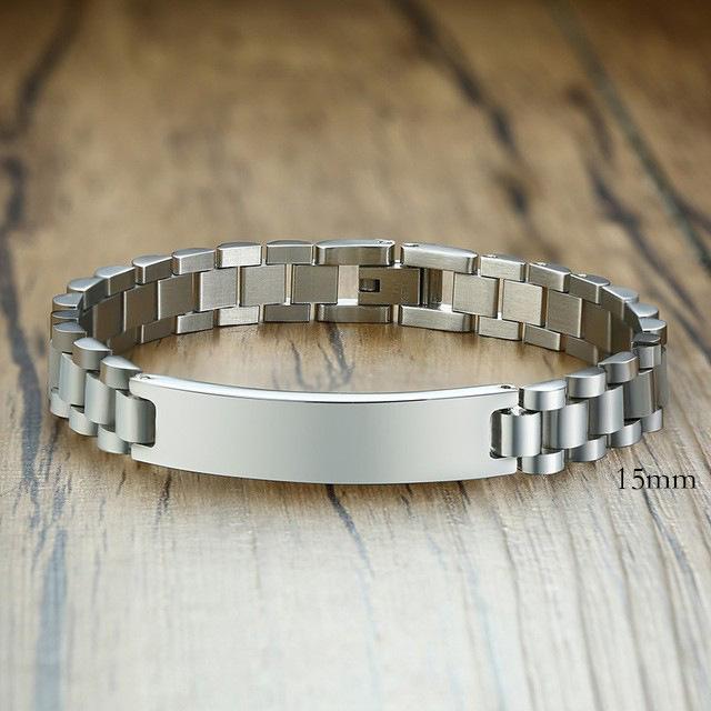 12MM Adjustable Titanium Steel Gold Plated Men's Bend Bracelet Engraved Stainless Steel Strap Couple Bracelet