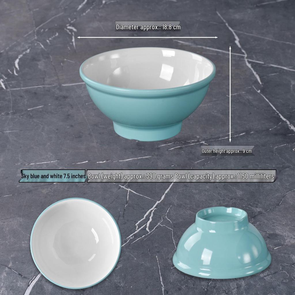 Melamine Noodle Restaurant Bowl - High-Footed, Imitation Porcelain for Wonton, Soup, Beef Rice Noodles, Mala Tang