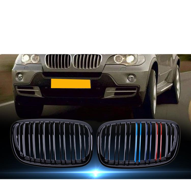 1 Pair Front Grilles For BMW X5/X6 E70 E71 2008-2013 Gloss Matte Black Kidney Grill Carbon Fiber Replacement Front Bumper Grilles