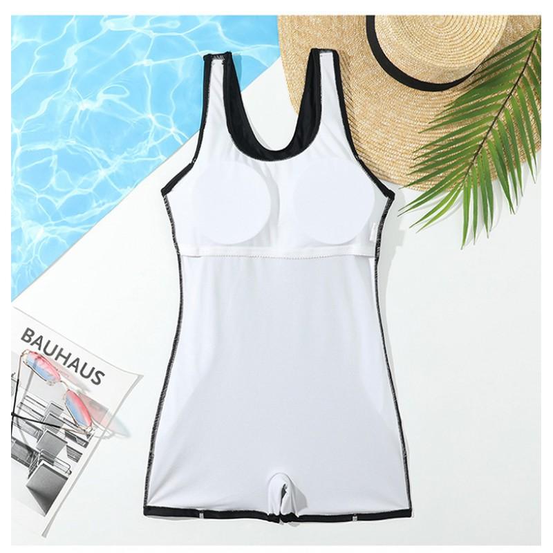 Plus Size Womens One-Piece Athletic Swimwear With Built-in Pad Modest Coverage Quick-Dry Slimming Fit Swimming Pool Spa