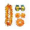 Hawaiian Party Decor Set 4PCS Flower Lei Pineapple Glasses for Tropical Theme
