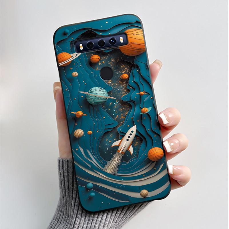 Case For TCL 10SE 10 SE Phone Case Aesthetic Luxury Fashion Butterfly Flowers Black Jelly Soft TPU Silicone Protective Cover