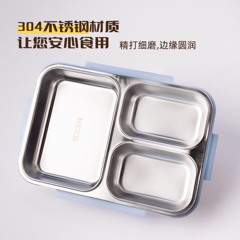 Stainless Steel 3-Compartment Lunch Box Leakproof Food Container Adults Microwave Safe Bento