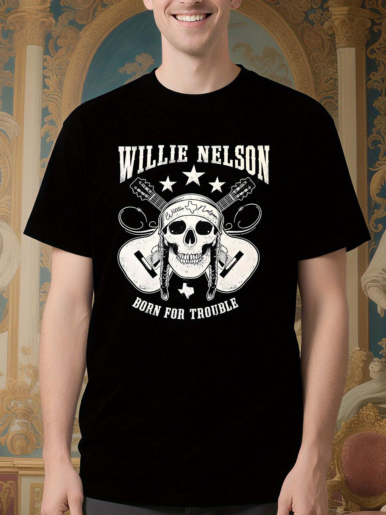 Willie Nelson Born for Trouble Graphic Tshirt - Retro Bla... XXXL
