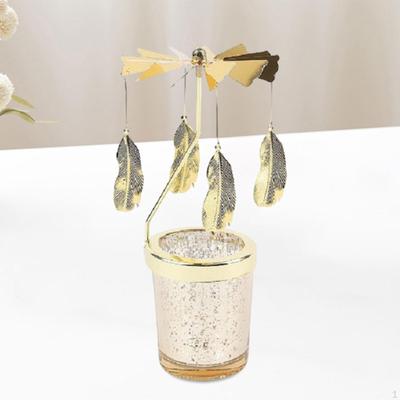 Ornament Rotating Candle Holder Tabletop Display Tea Light Home Decor for