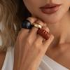 3pcs Set Retro Geometric Helical Resin Wide Face Rings for Women Fashion Glossy Metal Opening Stackable Rings Jewelry Sets Gifts