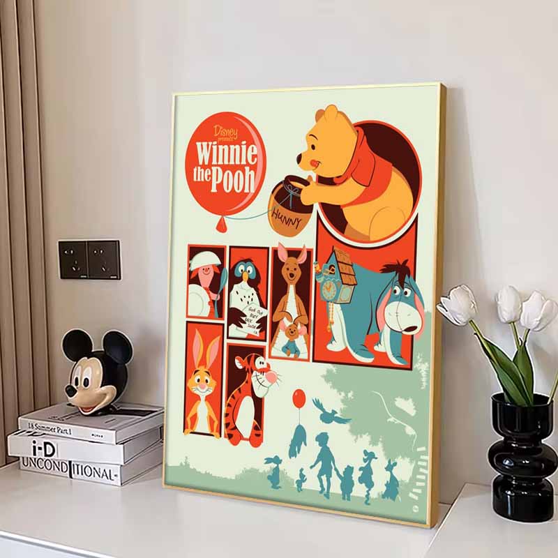 Disney Diamond Painting 5D DIY Winnie The Pooh Retro Style Illustration Art Mosaic Embroidery Decoration Cross Stitch Gift