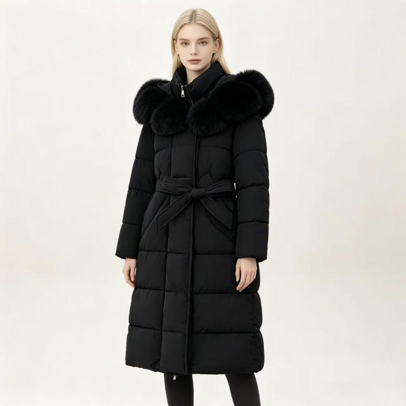 Womens Mid-Length Hooded Puffer Coat With