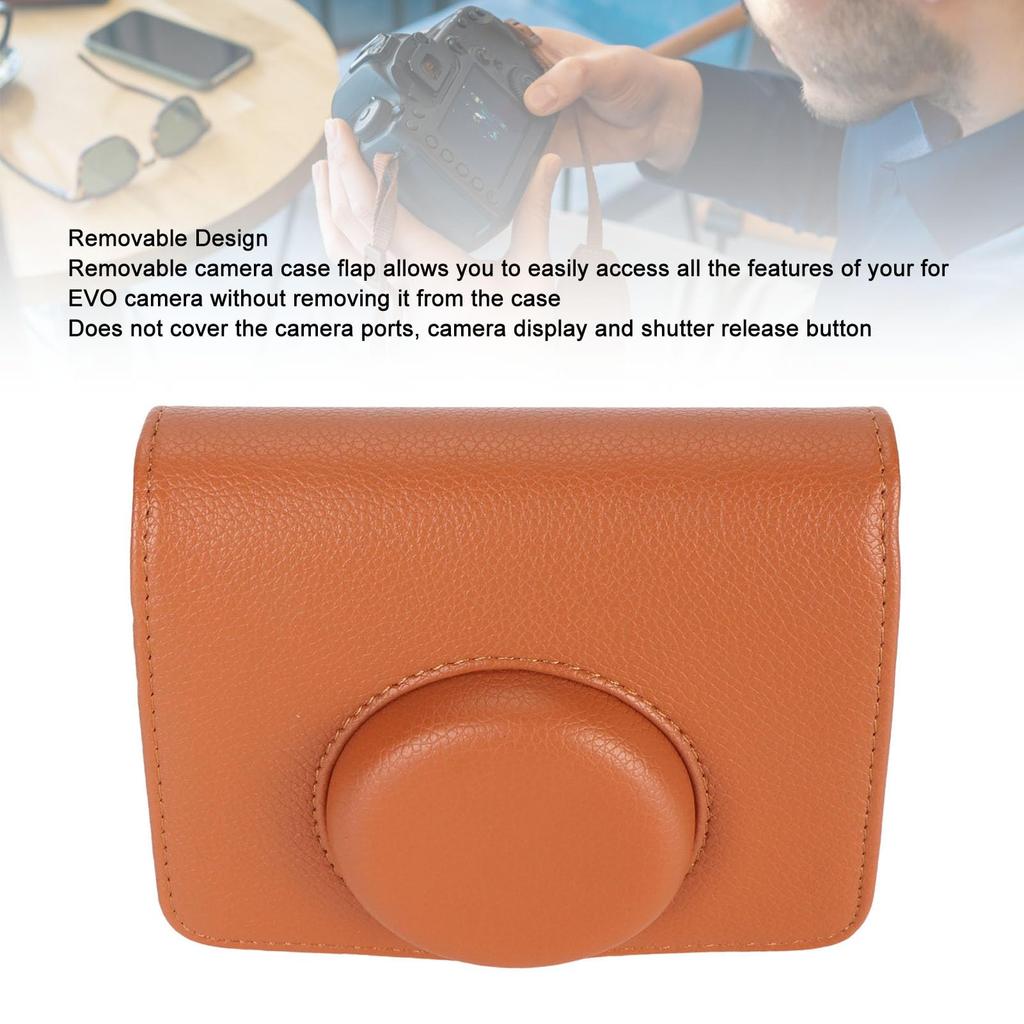 PU Leather Camera Case for Mini for Polaroid Mini EVO Hybrid for Instant Film Detachable with Shoulder Strap EVO, Camera, Design, (BROWN)