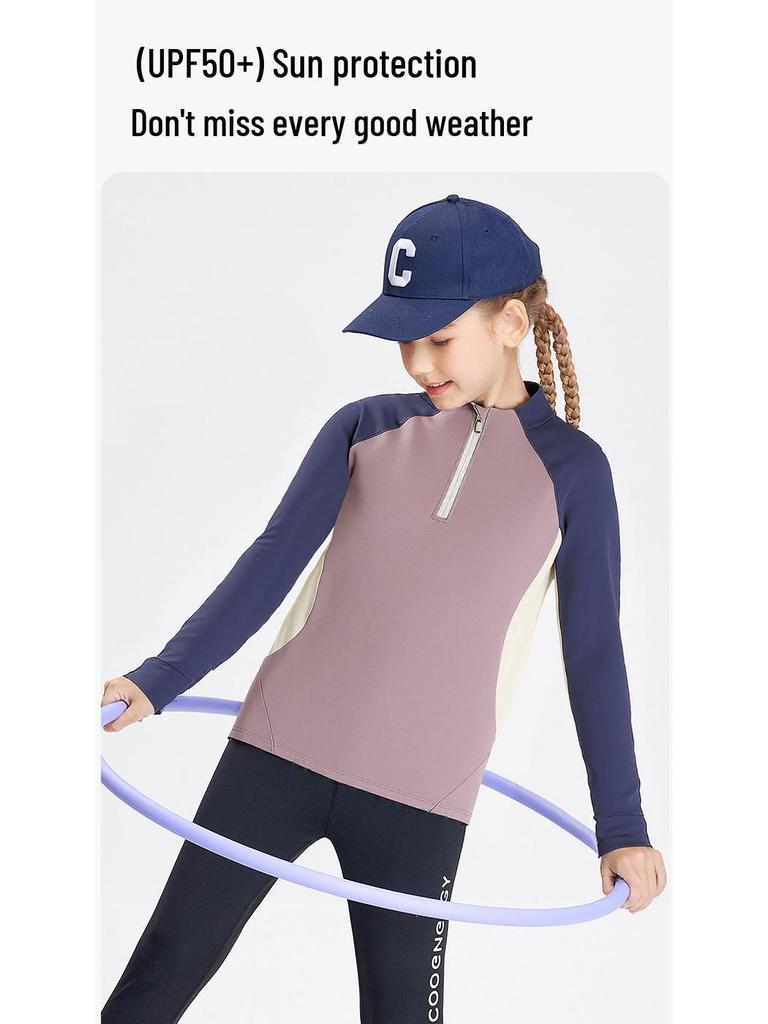 25 New Girls' Long-Sleeve Color-Block Sport T-Shirts - Fashionable Spring/Autumn Casual Basics